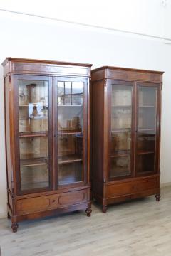 Rare 19th Century Italian Walnut Pair of Antique Bookcases or Vitrines RESTORED - 4292302