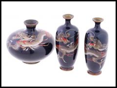 Rare 19th Century Japanese Cloisonn Dragon 3 Piece Set - 3902957