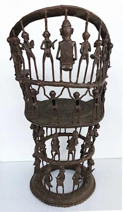 Rare African Cameroon Bronze Figurative Throne Chair 20th Century - 3502402