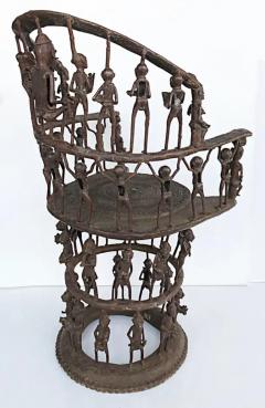 Rare African Cameroon Bronze Figurative Throne Chair 20th Century - 3502413