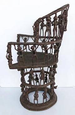 Rare African Cameroon Bronze Figurative Throne Chair 20th Century - 3502499