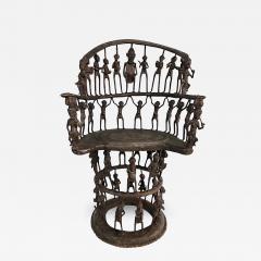 Rare African Cameroon Bronze Figurative Throne Chair 20th Century - 3514510
