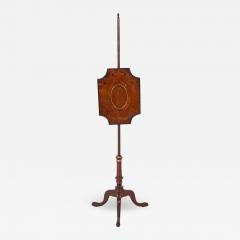 Rare American Federal Fire or Pole Screen with Inlaid Drapery - 3272362