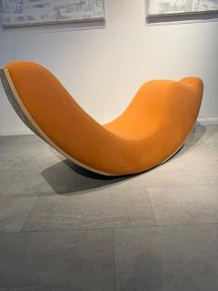 Rare American Modern Cork and Upholstered Rocking Chair Jeanice Skvaril 1960s - 4605831
