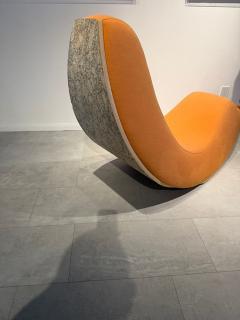 Rare American Modern Cork and Upholstered Rocking Chair Jeanice Skvaril 1960s - 4605871