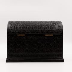 Rare Anglo Indian Intricately Carved Ebony Dome Top Tea Caddy - 1364189