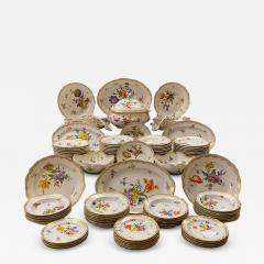 Rare Antique 102 piece Meissen Flower Bouqet Dinner Service Germany 1840 - 4305563
