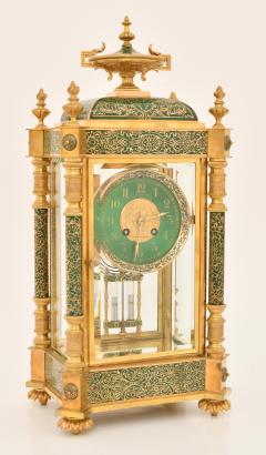 Rare Antique Bigelow Kennard Co Champlev and Brass Crystal Regulator Clock - 4706164