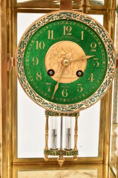 Rare Antique Bigelow Kennard Co Champlev and Brass Crystal Regulator Clock - 4706169