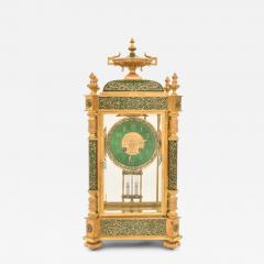 Rare Antique Bigelow Kennard Co Champlev and Brass Crystal Regulator Clock - 4708316