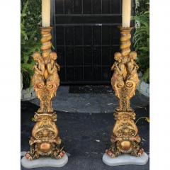 Rare Antique French Giltwood Figural Cathedral Floor Lamps a Pair - 1705637