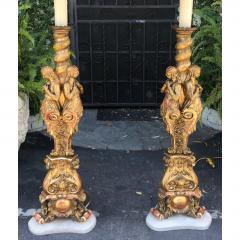 Rare Antique French Giltwood Figural Cathedral Floor Lamps a Pair - 1705644