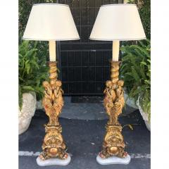 Rare Antique French Giltwood Figural Cathedral Floor Lamps a Pair - 1705645