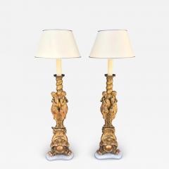 Rare Antique French Giltwood Figural Cathedral Floor Lamps a Pair - 1705941