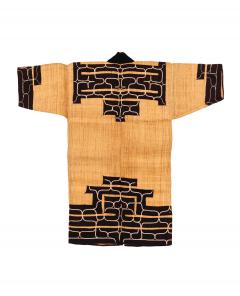 Rare Antique Japanese Ainu Robe Hokkaido Elm Fibers with Appliqu Embroidery - 4572771