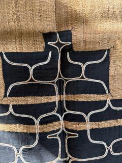 Rare Antique Japanese Ainu Robe Hokkaido Elm Fibers with Appliqu Embroidery - 4572774