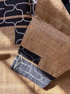 Rare Antique Japanese Ainu Robe Hokkaido Elm Fibers with Appliqu Embroidery - 4572779