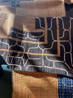 Rare Antique Japanese Ainu Robe Hokkaido Elm Fibers with Appliqu Embroidery - 4572780