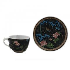 Rare Antique Japanese Cloisonne Enamel Porcelain Tea Set Totai Signed - 3899942