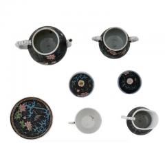 Rare Antique Japanese Cloisonne Enamel Porcelain Tea Set Totai Signed - 3899943