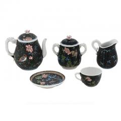 Rare Antique Japanese Cloisonne Enamel Porcelain Tea Set Totai Signed - 3899950