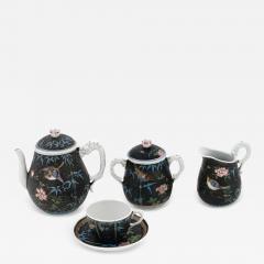 Rare Antique Japanese Cloisonne Enamel Porcelain Tea Set Totai Signed - 3907903