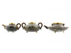 Rare Antique Meiji Japanese Cloisonne Enamel 3 Piece Tea Ceremony Dragon Set - 4120377