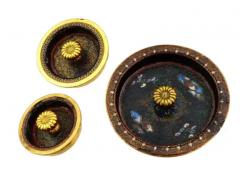 Rare Antique Meiji Japanese Cloisonne Enamel 3 Piece Tea Ceremony Dragon Set - 4120386