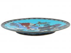 Rare Antique Meiji Japanese Cloisonne Enamel Charger With Figures 12 Inches - 4211934