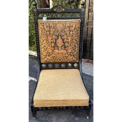 Rare Antique Moroccan Throne Chair W Petite Point Back and Low Seat 19c India - 3427542