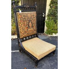 Rare Antique Moroccan Throne Chair W Petite Point Back and Low Seat 19c India - 3427558