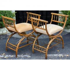 Rare Antique Nantucket Wicker Roman Benches a Pair - 2796264