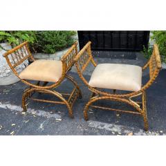 Rare Antique Nantucket Wicker Roman Benches a Pair - 2796269