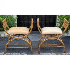 Rare Antique Nantucket Wicker Roman Benches a Pair - 2796270