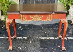 Rare Antique Red Gold Giltwood Chippendale Claw Ball Foot Game Table - 2316792