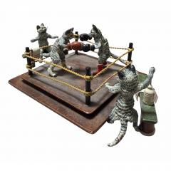 Rare Antique Vienna Bronze Sculpture of Cat Boxing Match - 4606974
