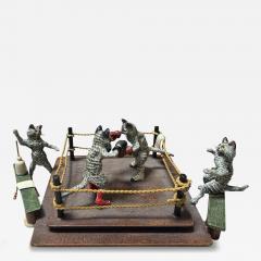 Rare Antique Vienna Bronze Sculpture of Cat Boxing Match - 4607057