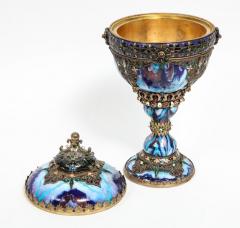 Rare Austro Hungarian Silver Enamel and Gem Set Lidded Goblet Vase - 936370
