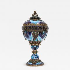 Rare Austro Hungarian Silver Enamel and Gem Set Lidded Goblet Vase - 936673