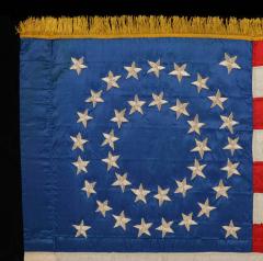 Rare Beautiful Indian War Period Military Guidon Made of Silk with 38 Stars - 639454