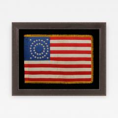 Rare Beautiful Indian War Period Military Guidon Made of Silk with 38 Stars - 639674