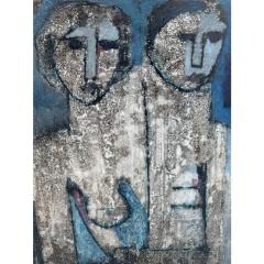 Rare Bruno Landi Original Mid Century Modern Portrait Painting - 4433122