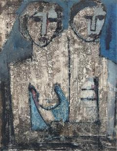 Rare Bruno Landi Original Mid Century Modern Portrait Painting - 4434657