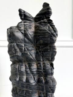 Rare Chinese Antique Black and White Lingbi Scholar Stone on Display Stand - 4207368