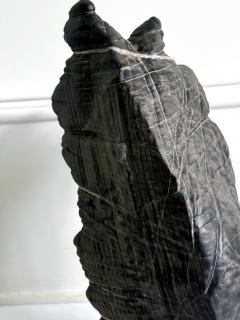 Rare Chinese Antique Black and White Lingbi Scholar Stone on Display Stand - 4207371