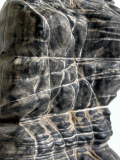 Rare Chinese Antique Black and White Lingbi Scholar Stone on Display Stand - 4207377