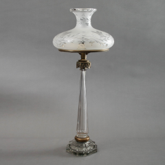 Rare Crystal and Bronze Isis Sinumbra Argand Lamp