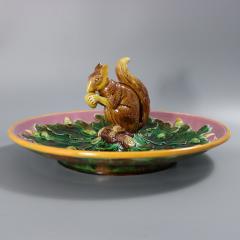 Rare Circular George Jones Majolica Squirrel Nut Dish - 4341256