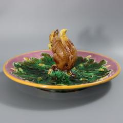 Rare Circular George Jones Majolica Squirrel Nut Dish - 4341258