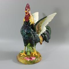 Rare Delphin Massier Majolica Crowing Rooster Figural Vase - 3327229